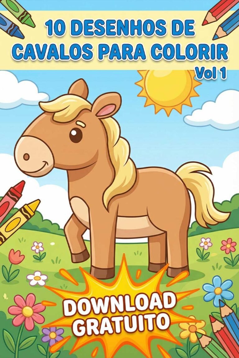 10 Desenhos de Cavalos Para Colorir Vol 01