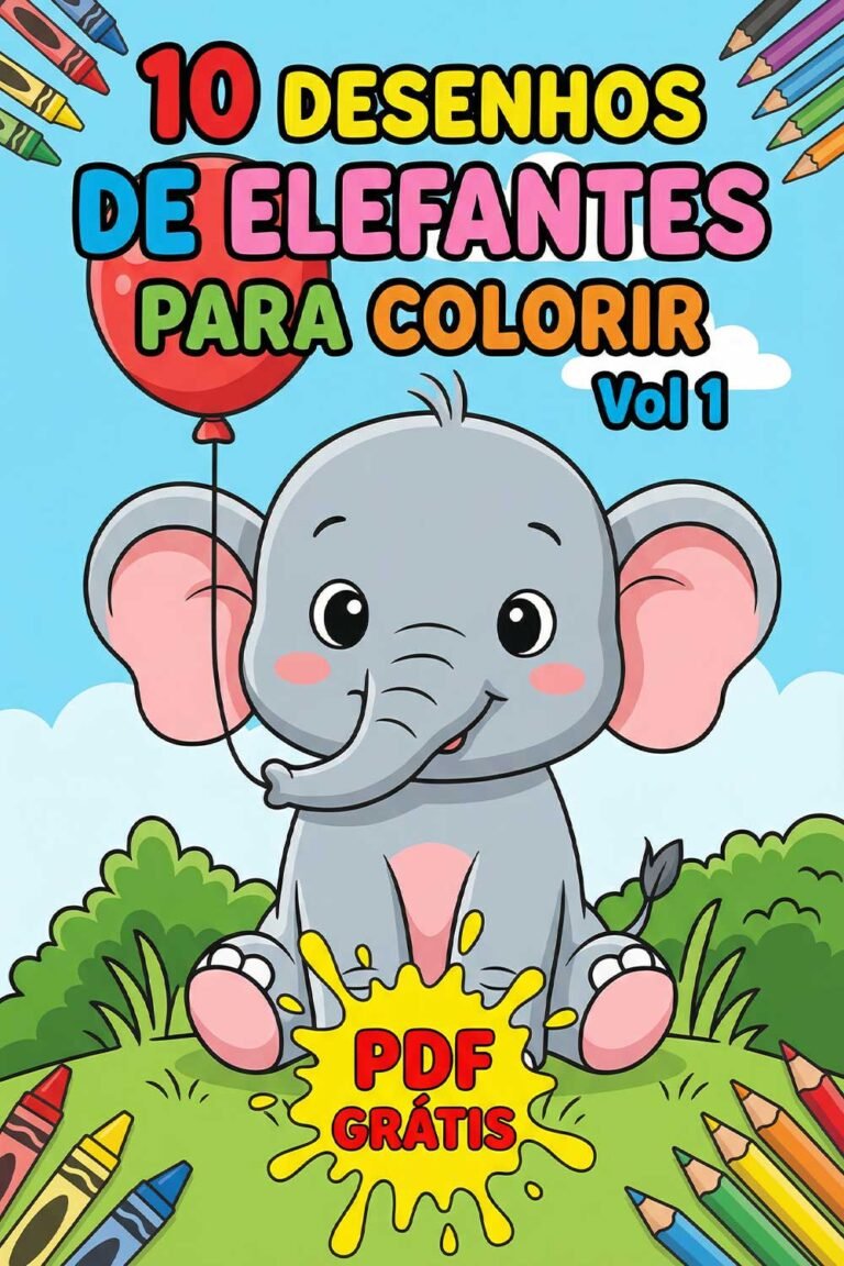 10 Desenhos de Elefantes Para Colorir